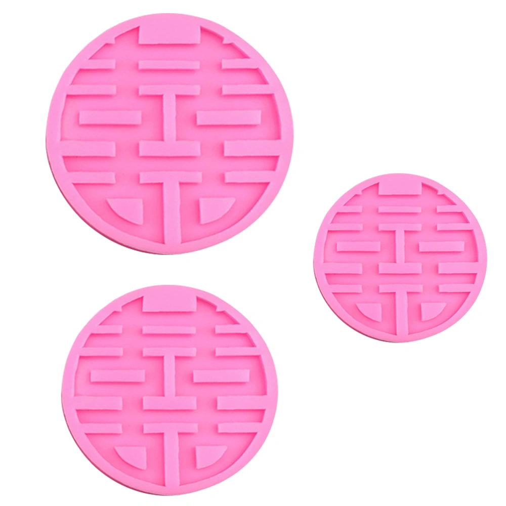 3pcs Delicate Silicone Mold Creative DIY Baking Mold for Wedding Cake (Pink)