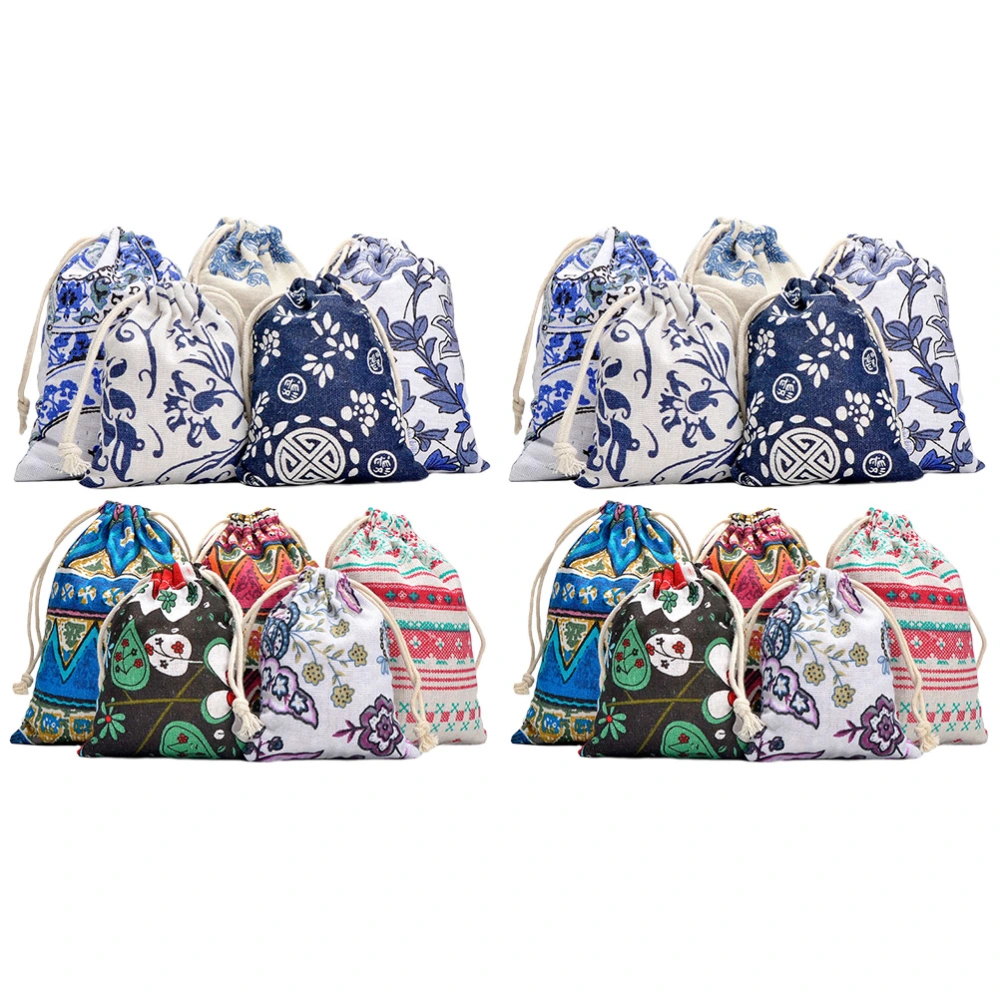 24Pcs Storage Bag Drawstring Bag Ethnic Style Jewelry Gift Bag (Random Type)