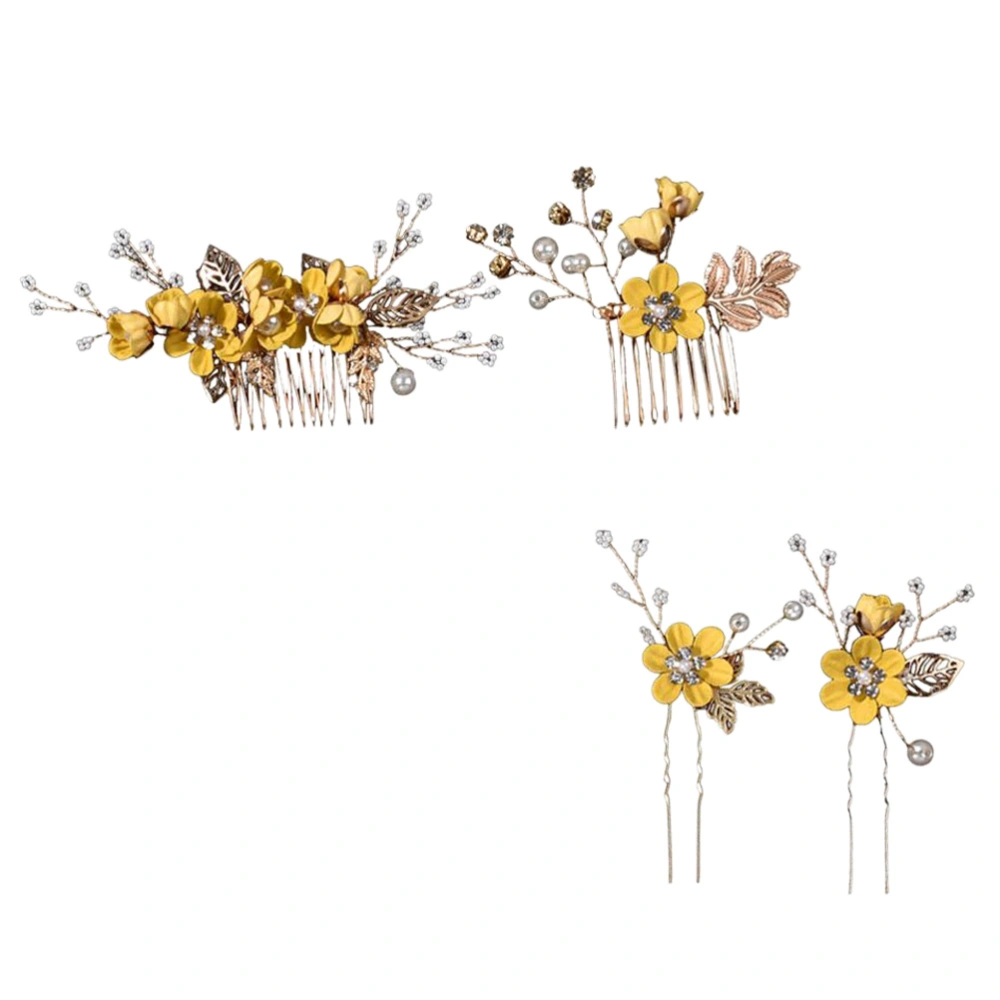 1 Set Flower Leaves Hair Comb Hair Pin Bridal Headpiece Wedding Hair Accessories