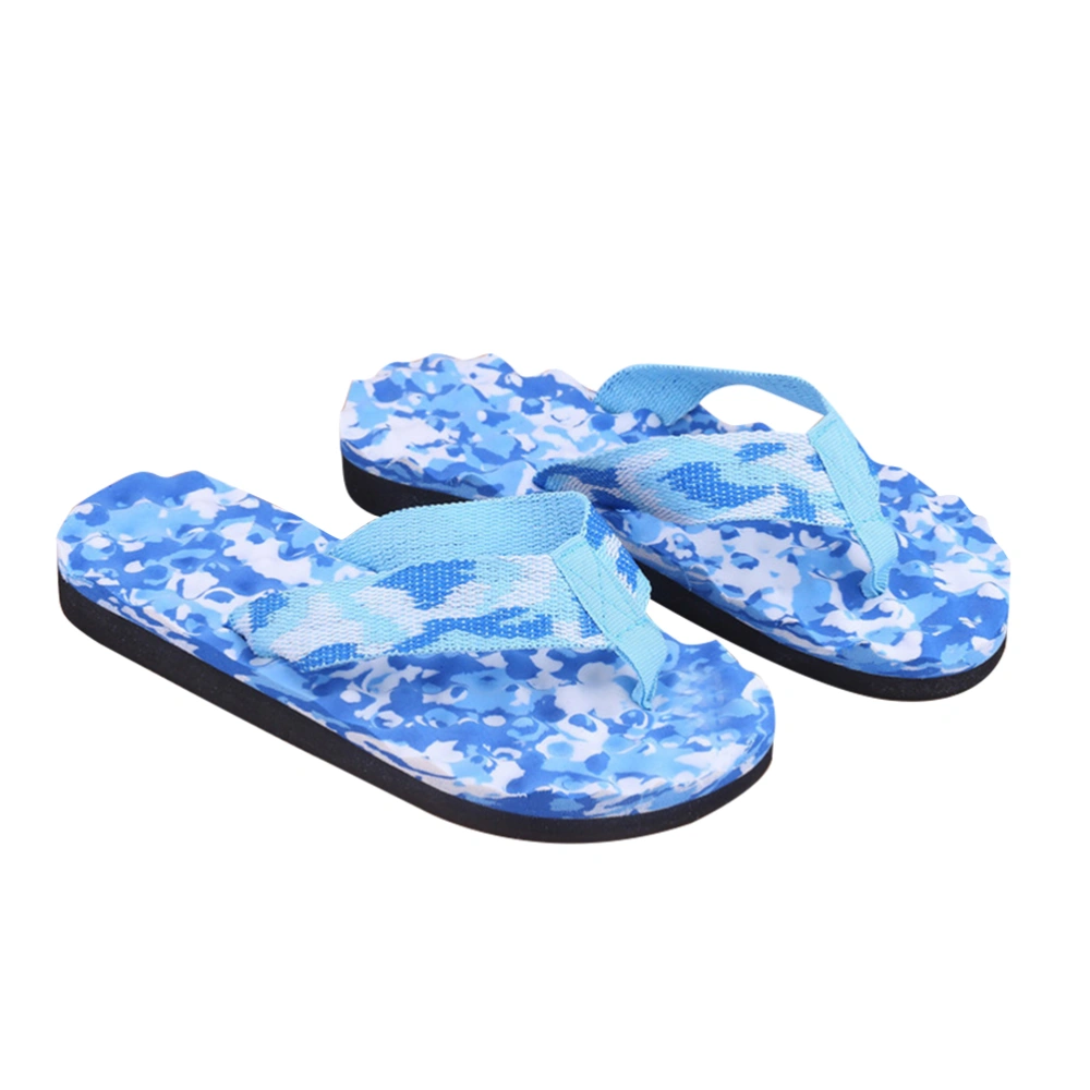 Women Girls Flops Antiskid Camouflage Sandals Slipper for Indoor Outdoor Home Beach - Size 38(Blue)