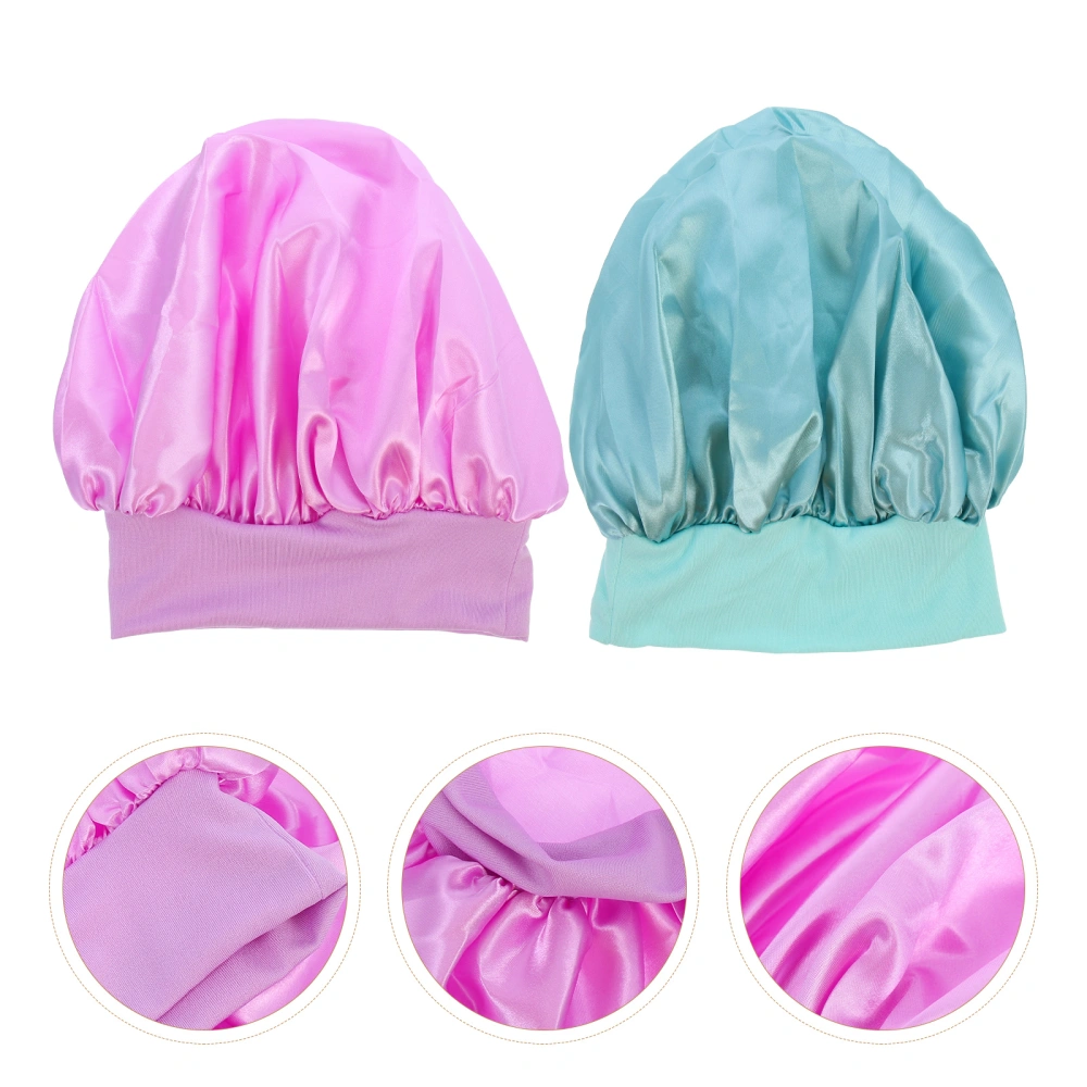 2Pcs Practical Satin Nightcaps Hair Care Beanie Hats Sleeping Hats Women Chemo Caps