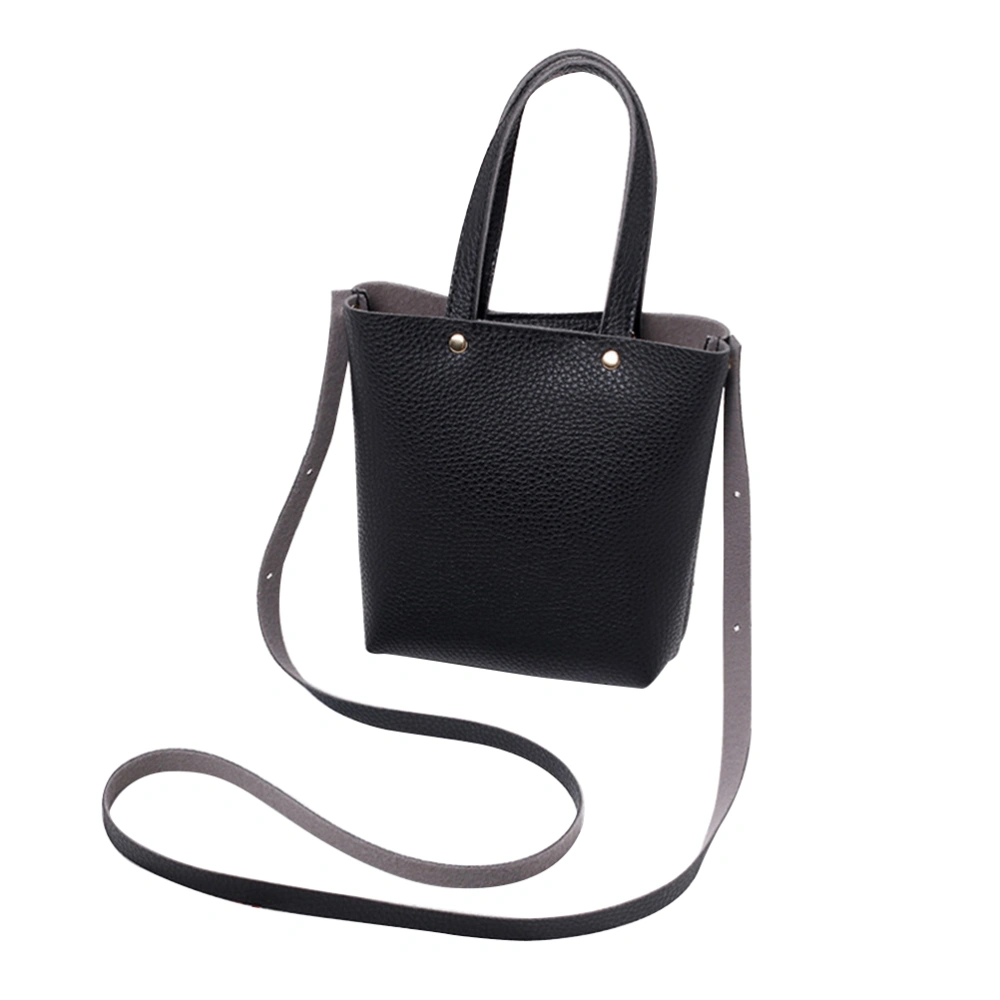 Women's Casual Handbag Fashion Tote Bag Exquisite PU Shoulder Bag (Black)