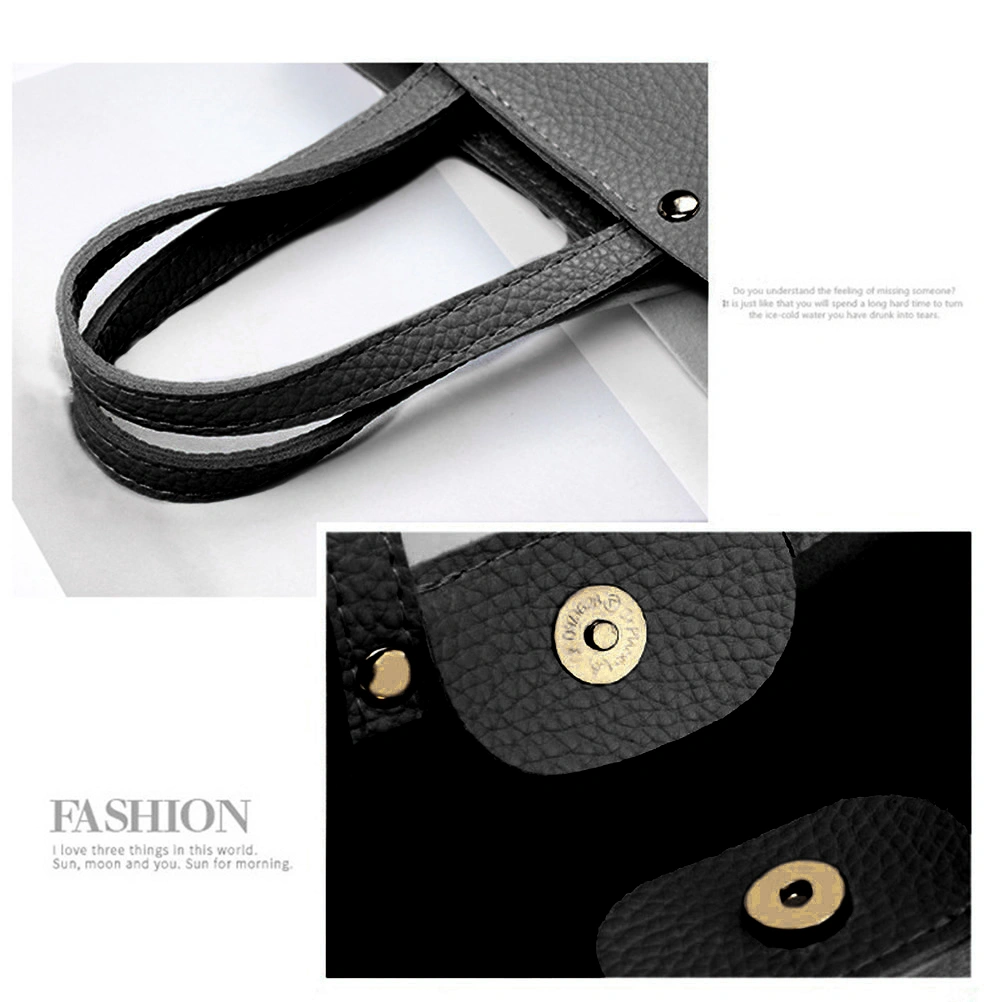Women's Casual Handbag Fashion Tote Bag Exquisite PU Shoulder Bag (Black)