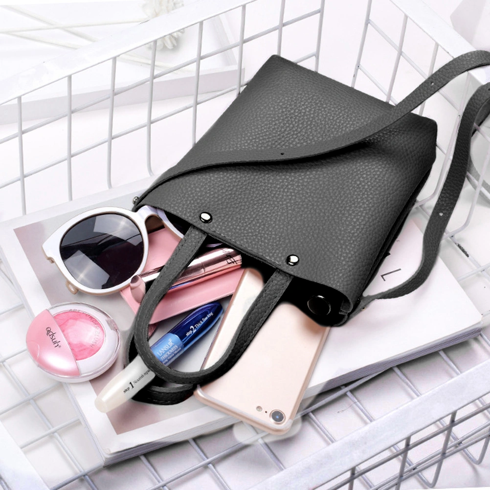 Women's Casual Handbag Fashion Tote Bag Exquisite PU Shoulder Bag (Black)