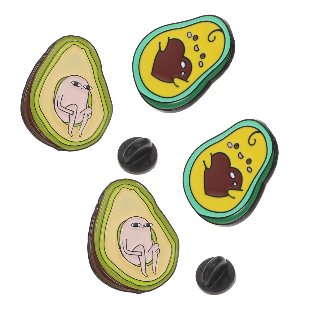 4PCS Adorable Avocado Brooch Simulated Avocado Breastpin Delicate Avocado Collar Decor Alloy Avocado Brooch Clothing Decor Cartoon Avocado Breastpin Pin for Girl Lady Wearing