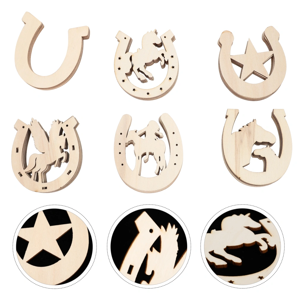 36pcs Unfinished Wooden Horseshoe Cutouts Horseshoe Wood Slices DIY Handicrafts