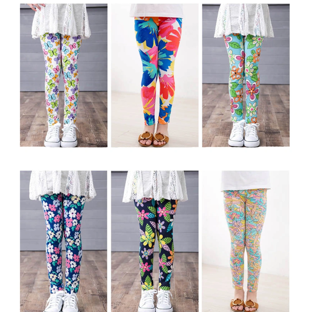 Girls Leggings Toddler Girls Pants Great Stretch Kids Printing Flower Pants Suitable for 140CM Child (Floral 2)