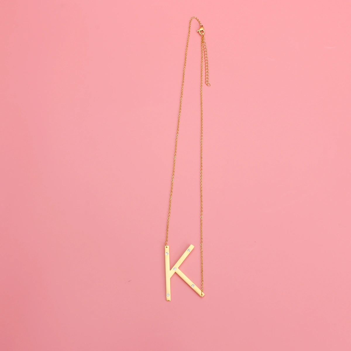 Rhinestone Necklace Letter K Neck Chain Elegant Neck Pendant Women Clavicle Chain Jewelry Decoration Golden