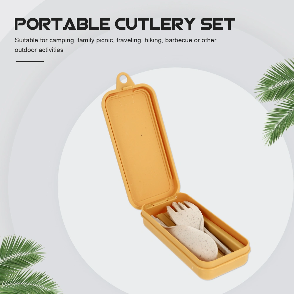 2 Sets of Portable Flatware Kit Creative Folding Fork Cutter Spoon Chopstick Kit