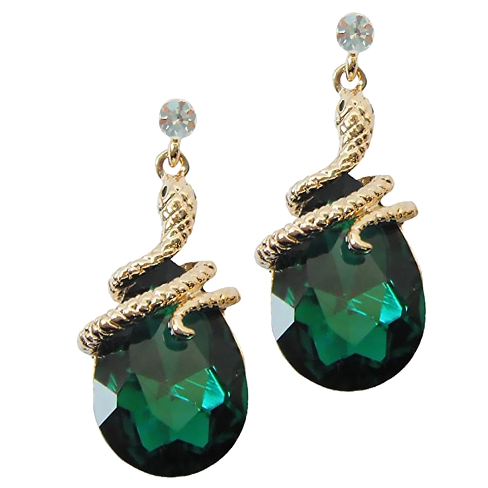 1 Pair of Snakelike Pendant Earrings Retro Style Earrings Ear Pendant (Green)