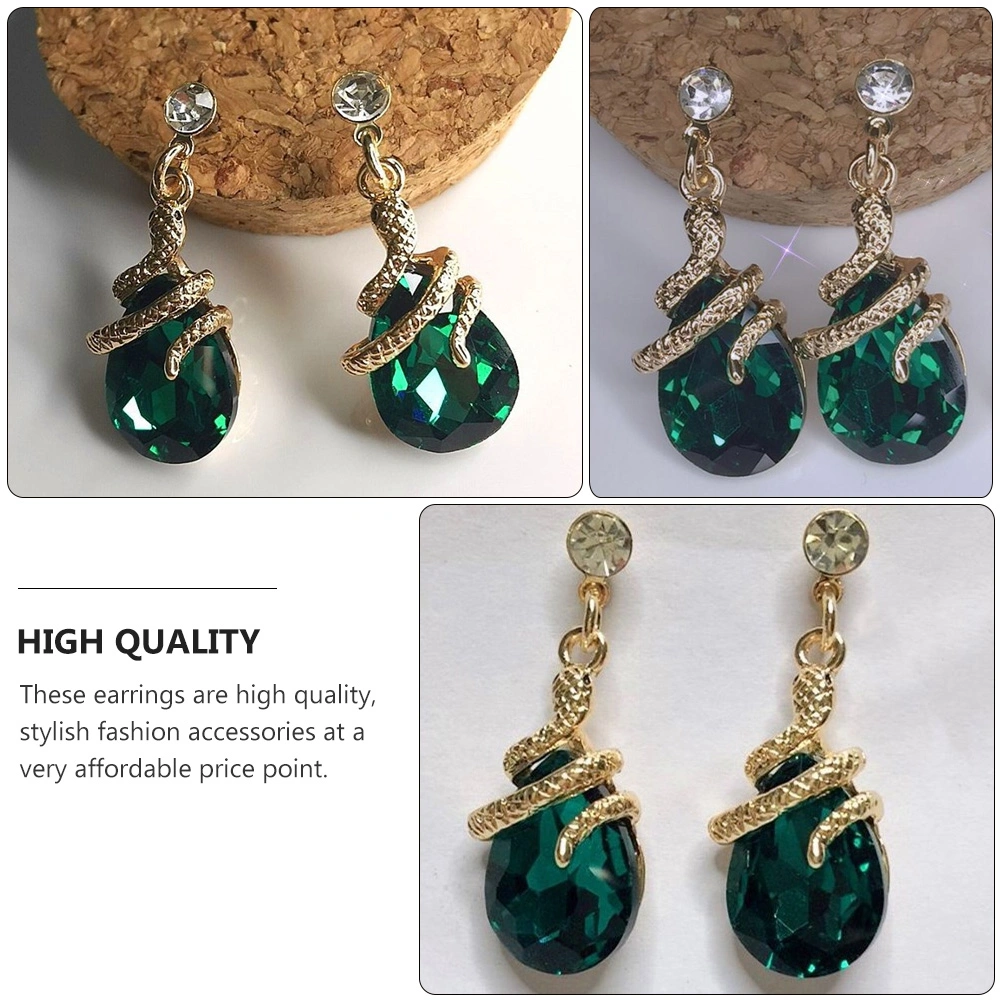 1 Pair of Snakelike Pendant Earrings Retro Style Earrings Ear Pendant (Green)