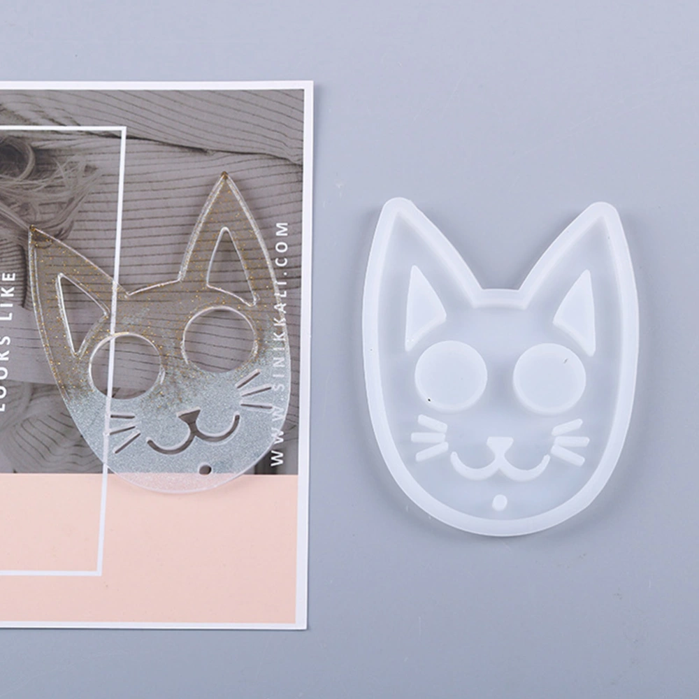 Cat Keychain Decoration Craft Casting Mold Reusable DIY Animal Head Mold