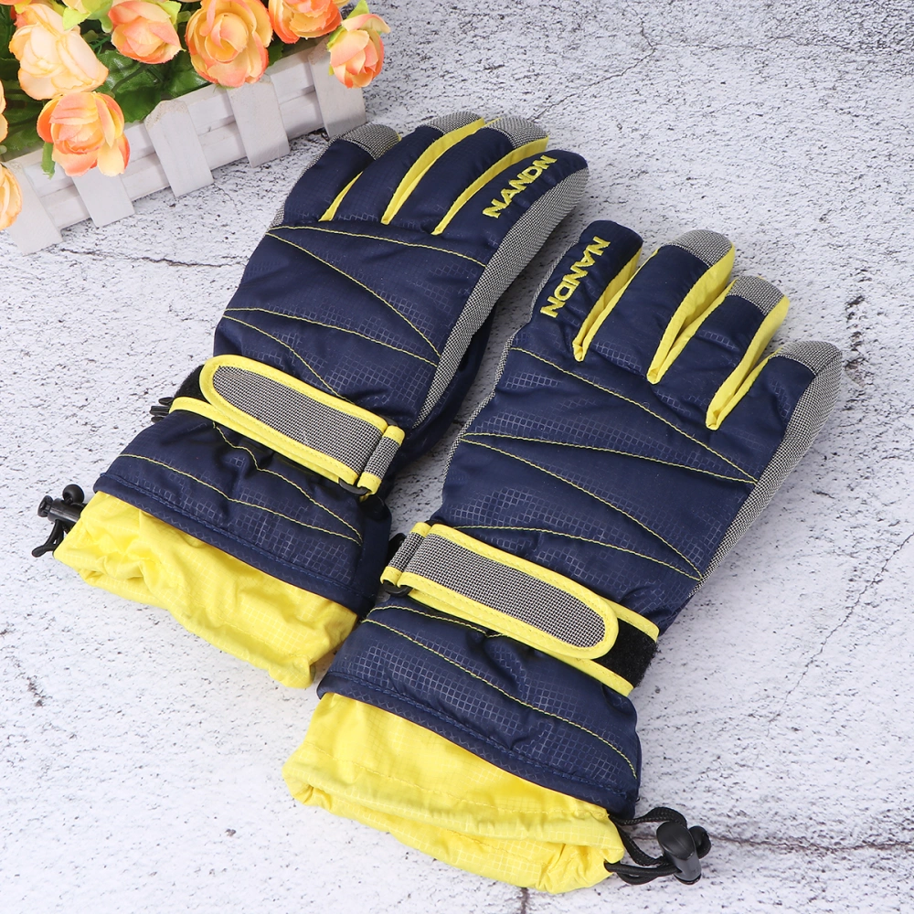 Cold Weather Gloves Super Warm Winter Snow Skiing Gloves Windproof Waterproof Gloves with Long Cuff for Snowboarding Riding (Blue, M)