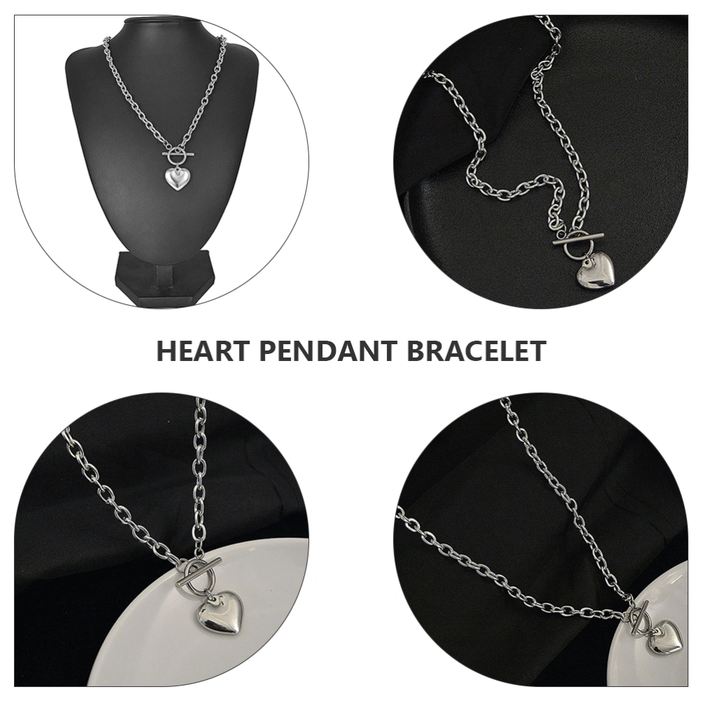 1 Set Punk Heart Pendant Clavicle Chain Necklace Bracelet Wrist Chain Jewelry