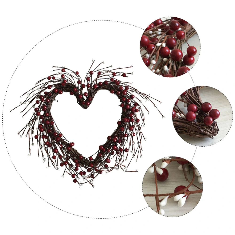 1Pc Simulation Heart-Shape Garland Wedding Wreath Ornament Wall Hanging Decor