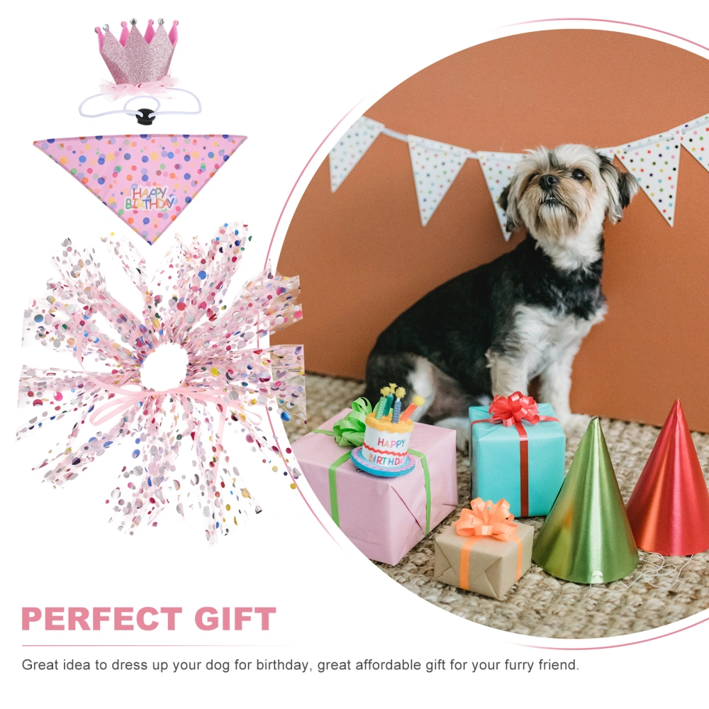 1 Set Pet Birthday Photo Prop Costume Puppy Dog Delicate Hat Dress Scarf