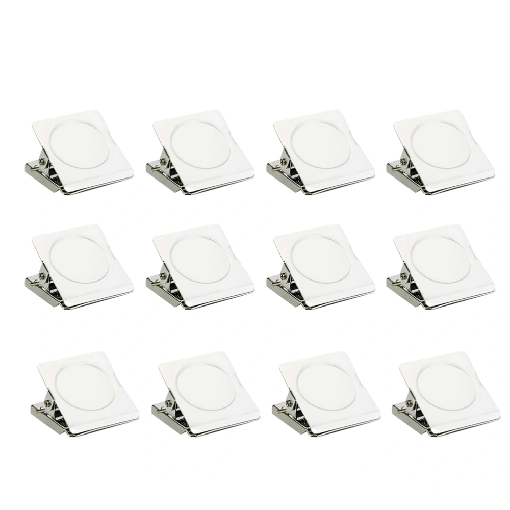 12pcs 30mm Stainless Steel Square Clips Magnetic Metal Clip Paper File Organizer for Home School Office