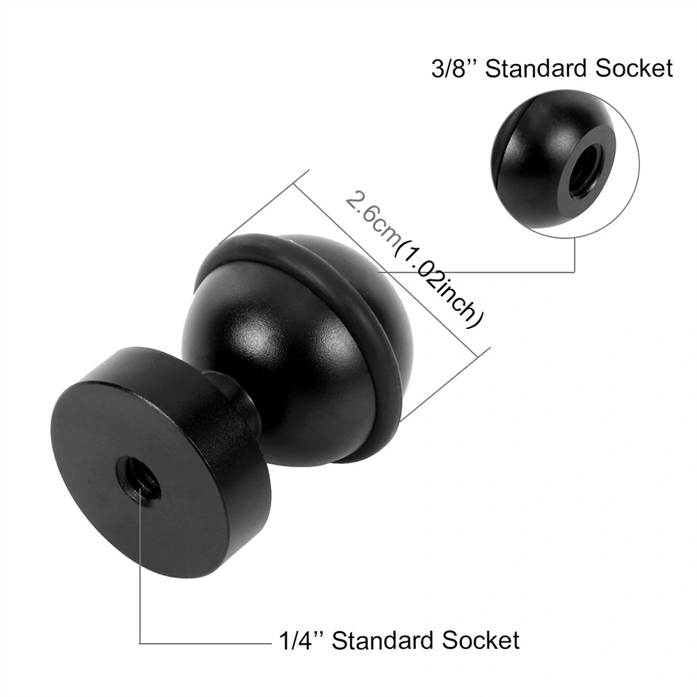 CNC Aluminium Alloy 360 Degrees Rotating Ball Head Holder Mount Photography Lamp Arm Base Adapter for Diving Camera Hot Black