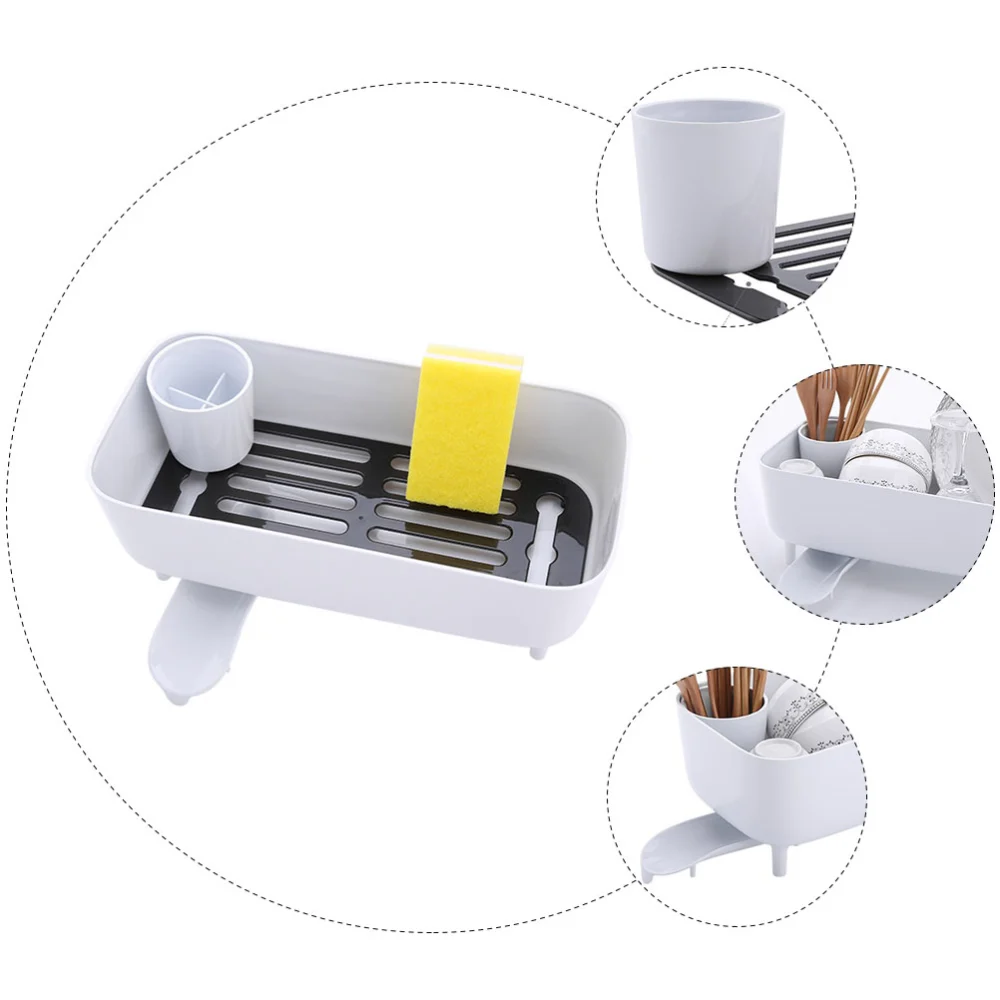 1pc Chopsticks Bowl Storage Box Dishware Storage Rack Kitchen Organizer (White)