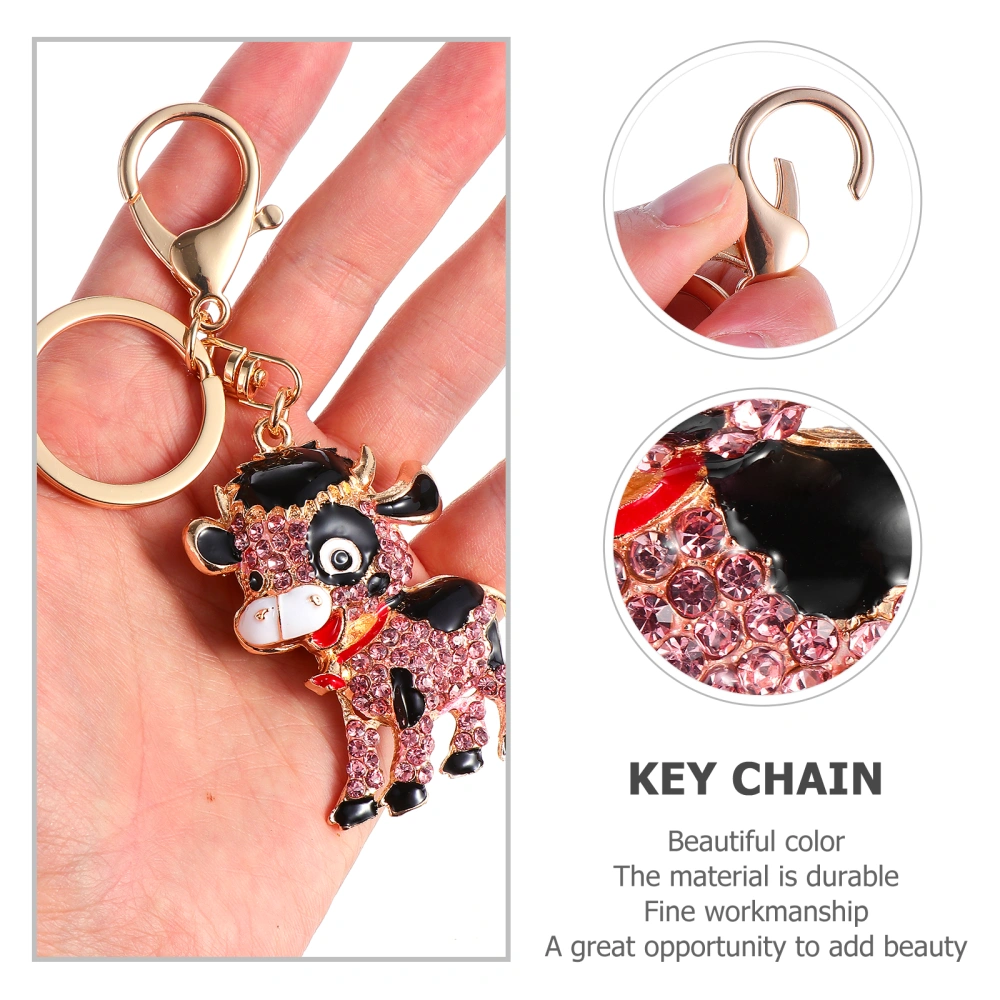 1Pc Adorable Cow Design Keychain Fashion Car Bag Pendant Gift Metal Key Ring