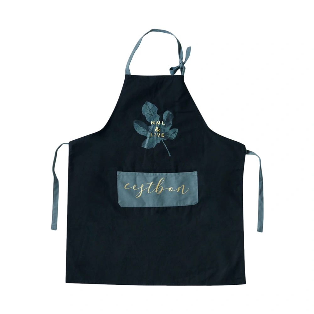 Fashion Kitchen Apron Waterproof Kitchen Apron Oilproof Kitchen Apron Creative Thicken Apron (Black)