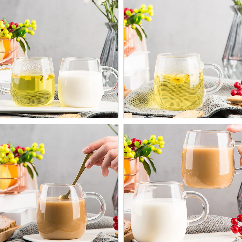 1Pc Transparent Glass Juice Cup Milk Cup Tea Cup Multipurpose Water Mug (White)