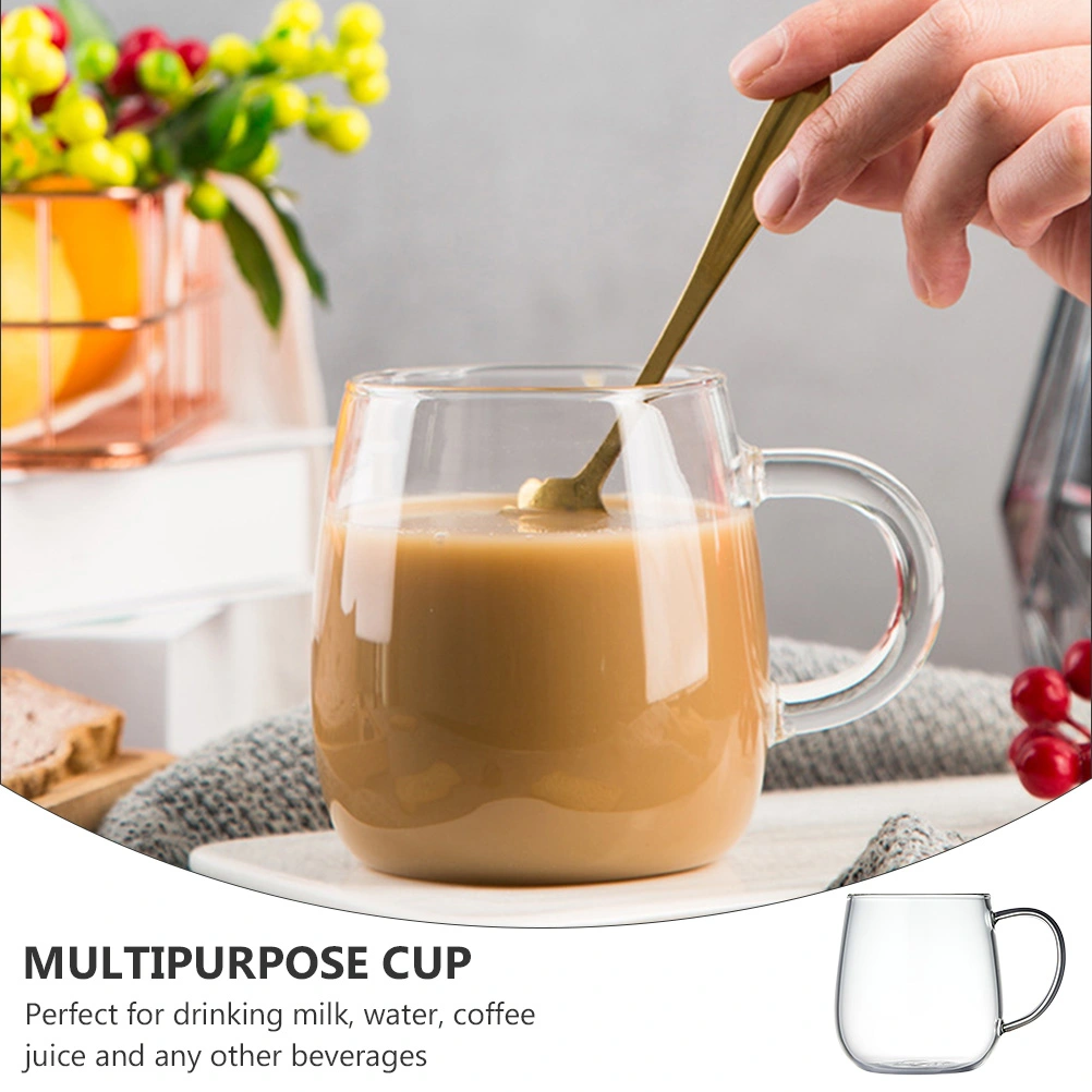 1Pc Transparent Glass Juice Cup Milk Cup Tea Cup Multipurpose Water Mug (White)