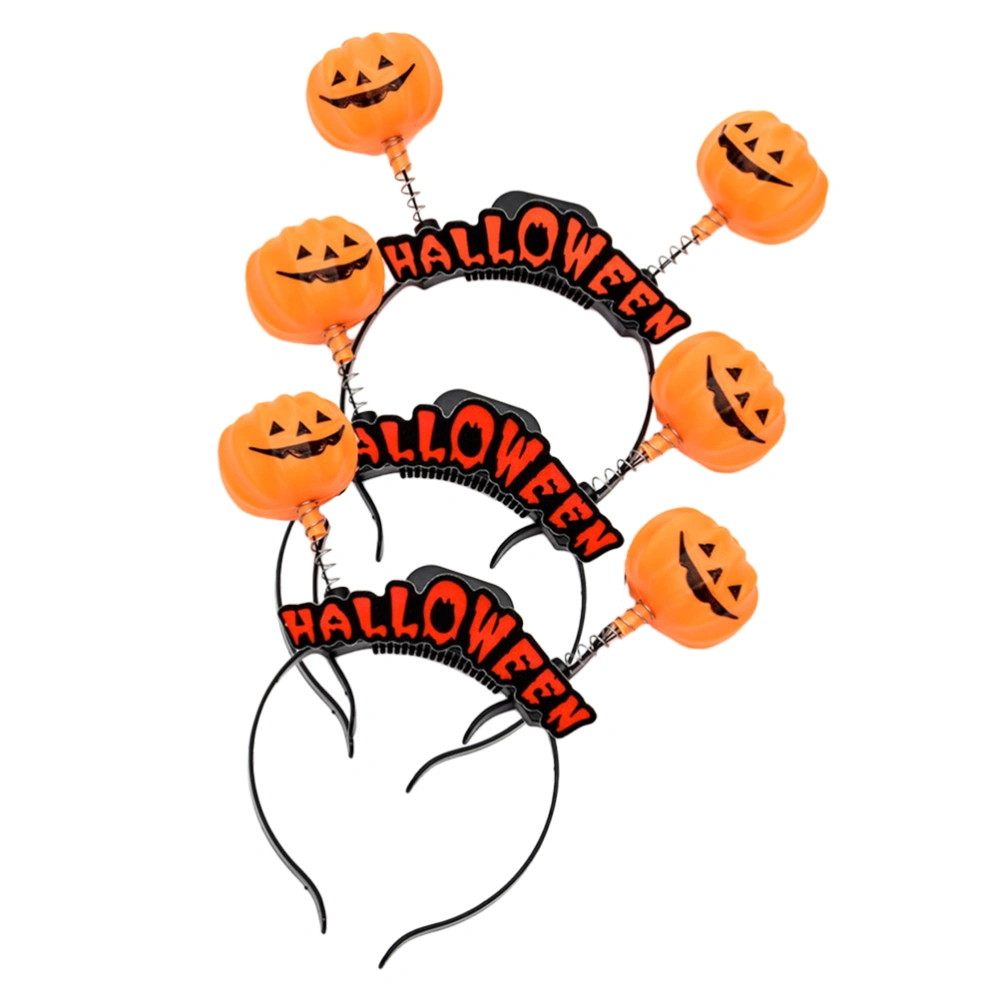 3pcs Halloween Pumkin Glow Headband Hair Letter Head Party Photo Holder for Decor (Letter Pumpkin Orange)