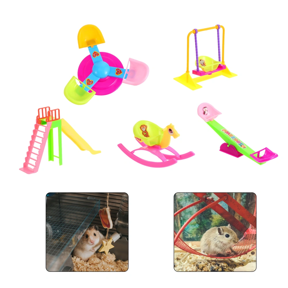 5pcs/ Set Hamster Funny Playing Toy Ladder Swing Rocking Chair Set Pet Supplies Random Color