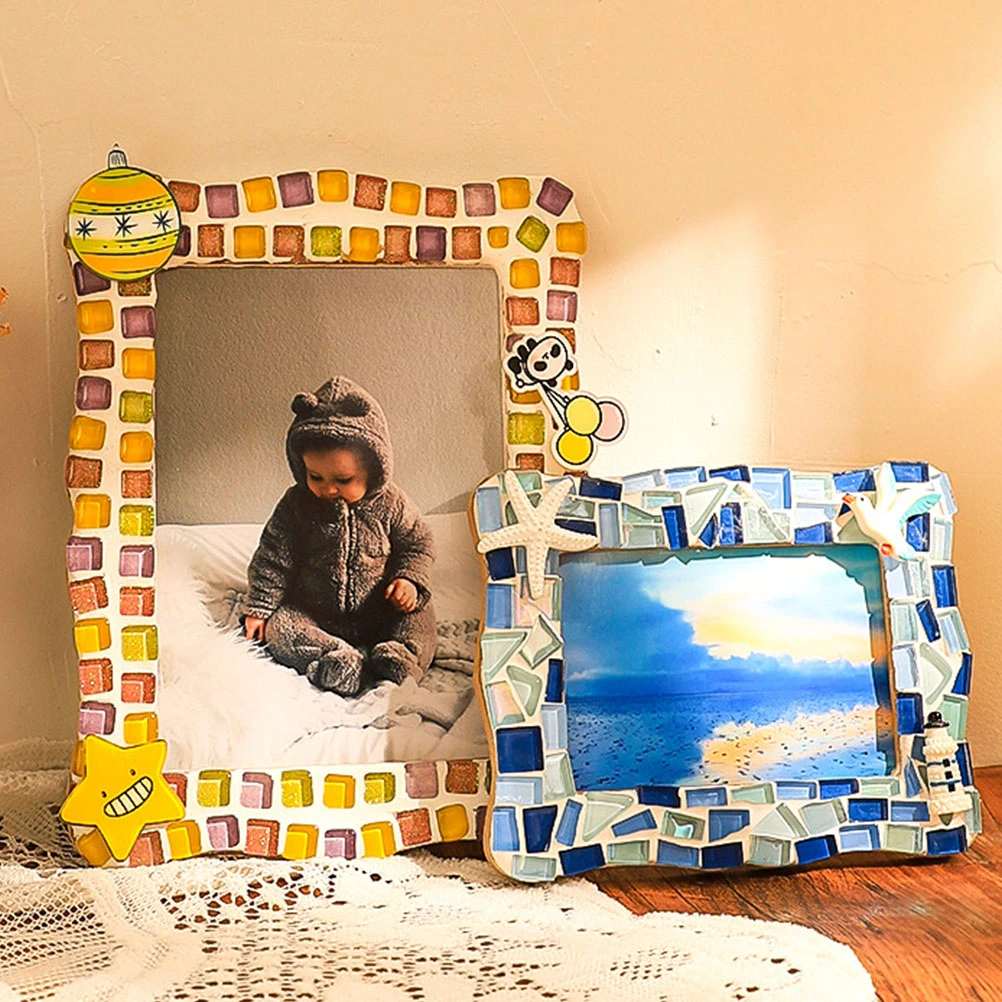 2Pcs DIY Picture Frames Wooden Kids Picture Frames Lovely Blank Photo Frame Decors