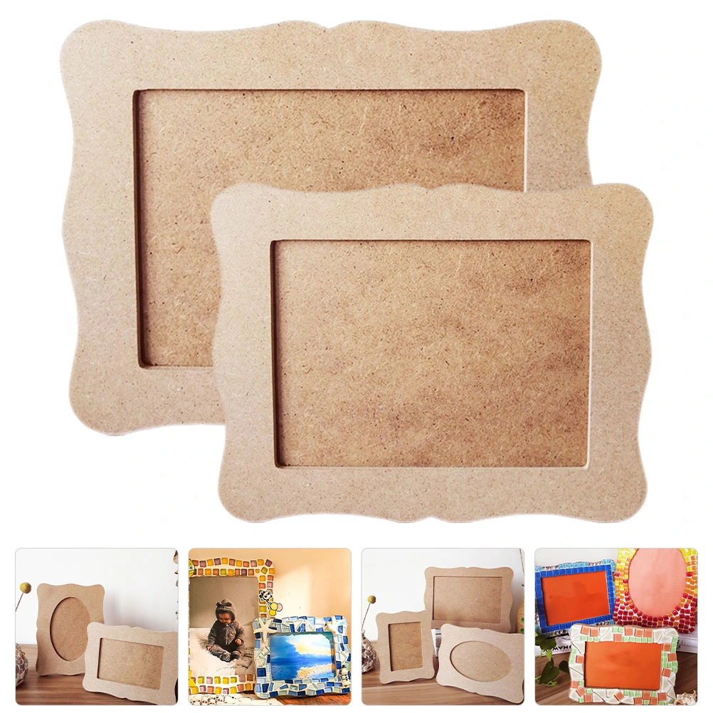 2Pcs DIY Picture Frames Wooden Kids Picture Frames Lovely Blank Photo Frame Decors
