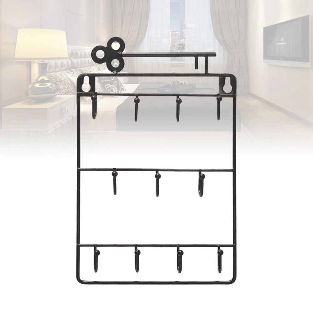 1pc Iron Art Hook Free of Punch Door Hook Storage Rack Traceless Hooks Storage Hook for Bedroom Bathroom Livingroom (Black)