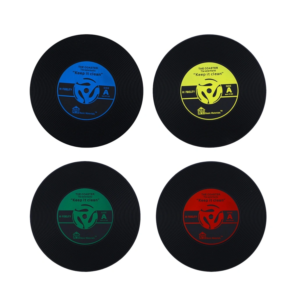 8pcs Vintage CD Record Disk Drinks Coasters Cup Mat Coffee Cup Cushion (Red + Yellow + Blue + Green, 2pcs Each)