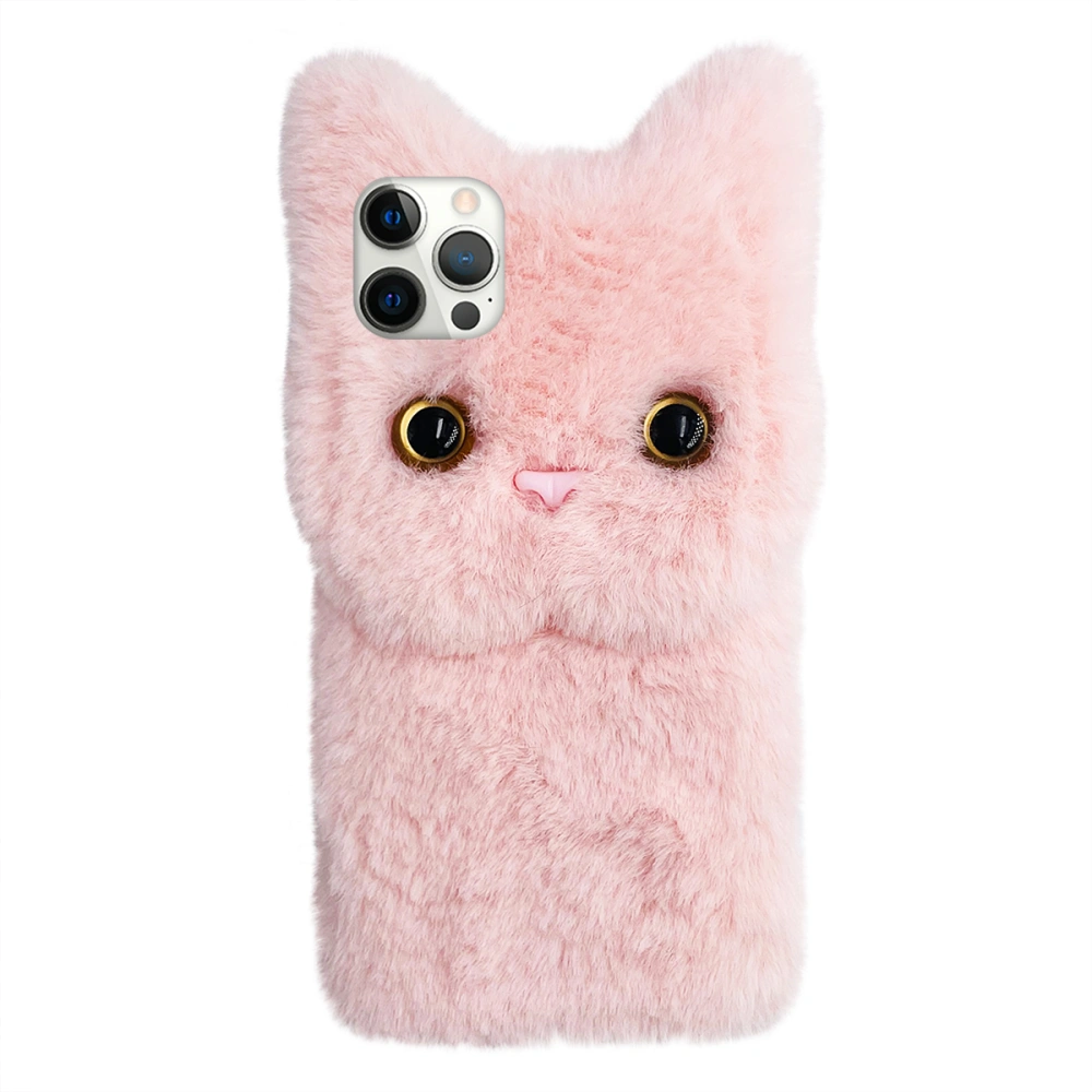 Plush Phone Cover Lovely Cat Phone Protective Case Compatible for iPhone 11 Pro