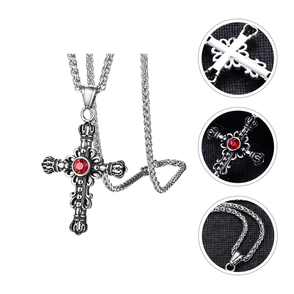 1 Pc Retro Necklace Cross Pendant Punk Style Choker Personality Neck Accessory