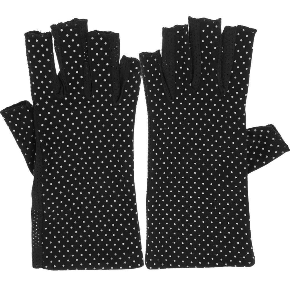 1 Pair Outdoor Sunblock Half Finger Gloves Workout Mitten UV Protection Gloves for Cycling Climbing Riding (Black)