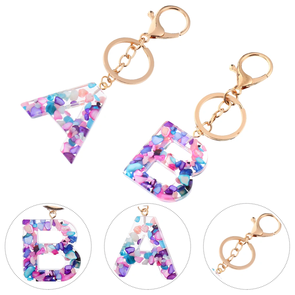 2pcs Alphabet Keyrings A B Letter Key Rings Colorful Key Chain Pendants for Girl