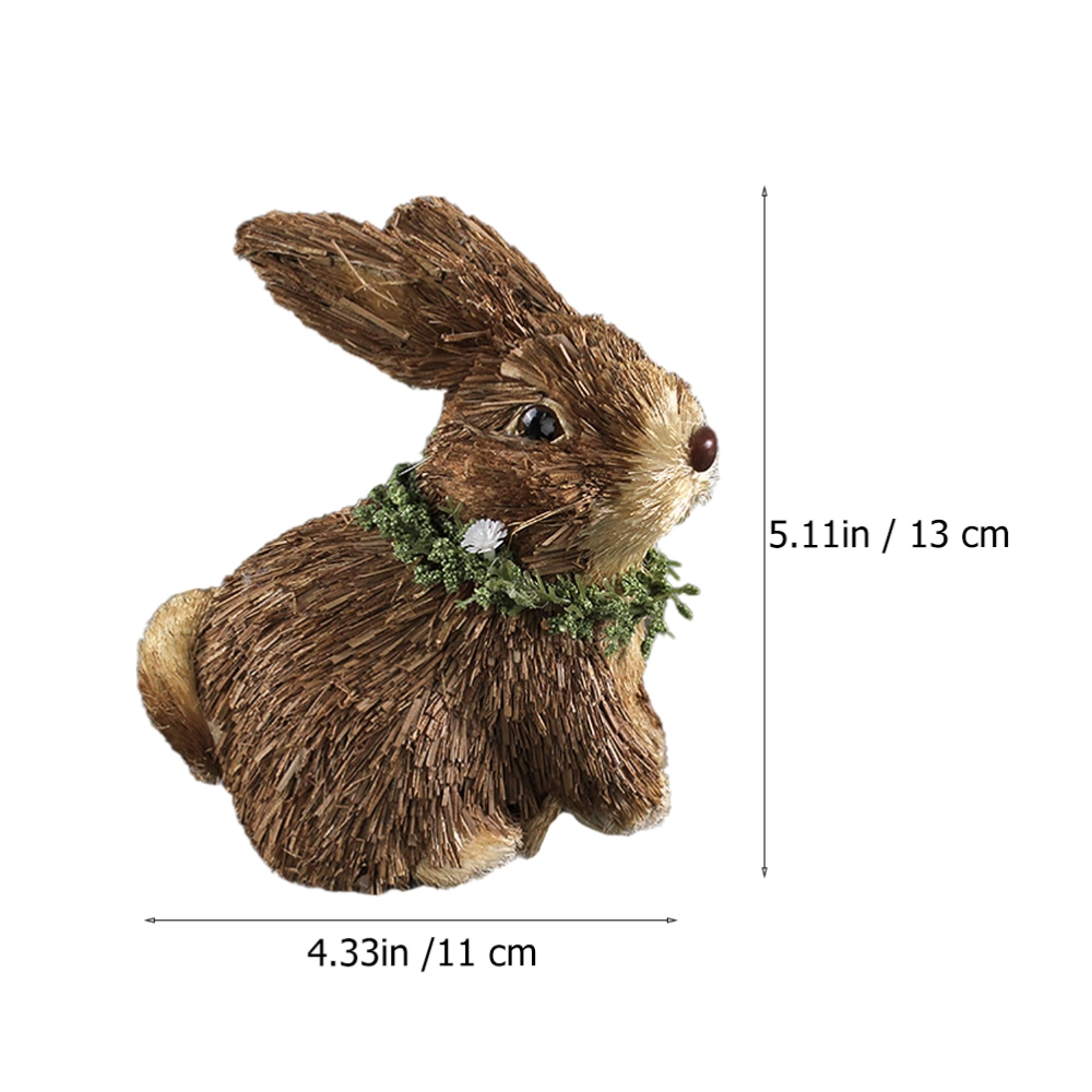 1Pc Hand-woven Rabbit Adornment Emulation Desktop Decor Easter Ornament