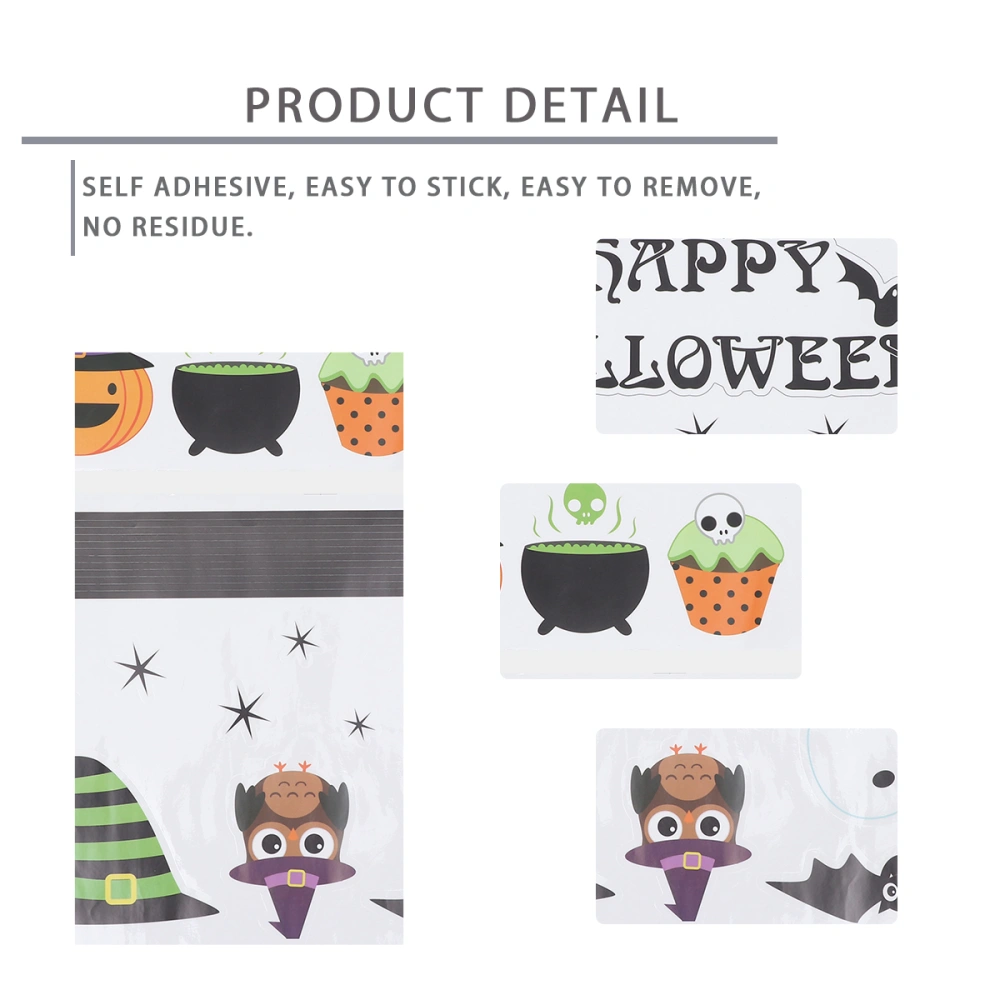 1 Bag 2pcs Halloween Electrostatic Stickers Shopwindow Decorative Decals Self-adhesive Sticker Creative Halloween Pattern Design for Halloween Festival Decor (Assorted Color)