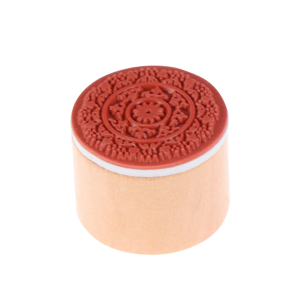 Antique Circle Wooden Stamps Lace Pattern Seals Used for Christmas Gift Decoration Wooden Rubber Stamps (RS-02)