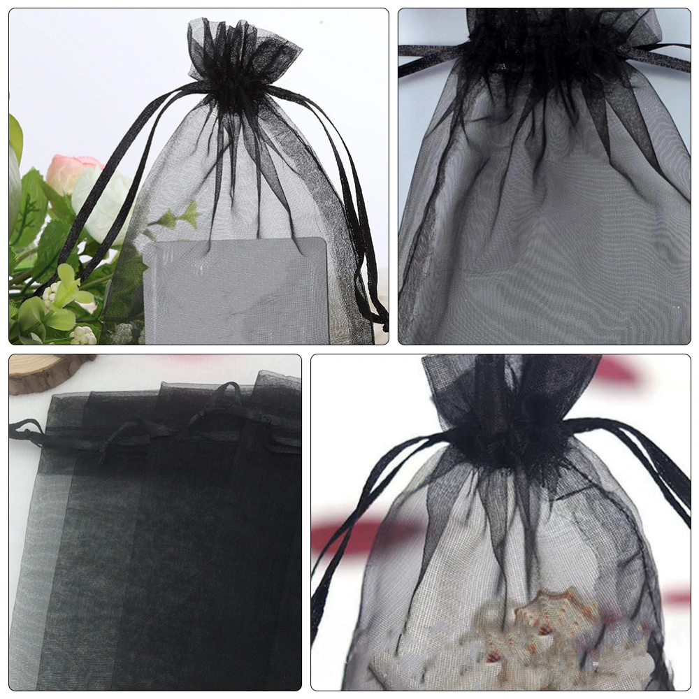 100pcs Gauze Drawstring Bag Festival Goody Pouch Portable Jewelry Storage Pouch