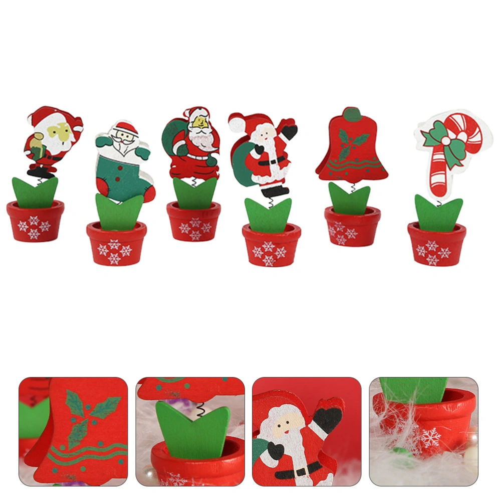 6Pcs Christmas Photo Clips Santa Claus Holders Home Table Decorations