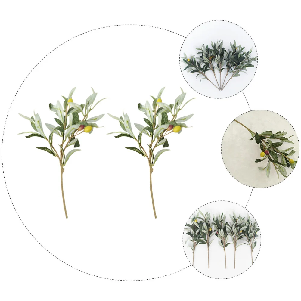 2Pcs Decorative Plastic Plants Household Artificial Plants Wear-resistant Olive Branches