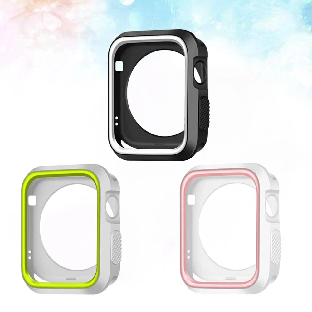 3Pcs Practical Protective Sleeve Replacement Silicone Protection Frame Monochromatic Watch Case