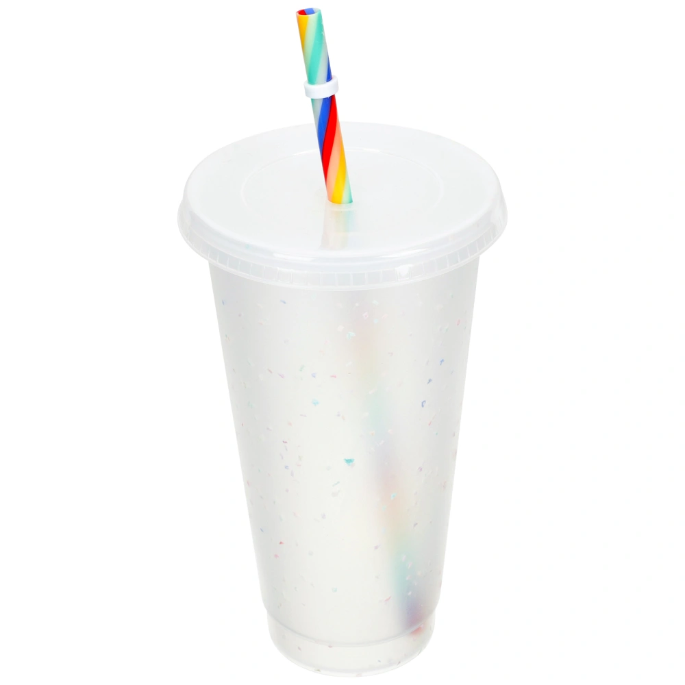 1 Set Plastic Straw Cup Large Capacity Plastic Cup Household Beverage Cup