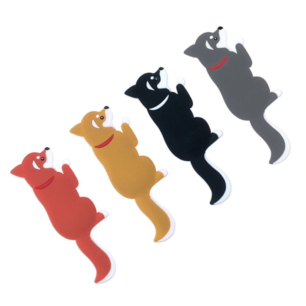 4pcs Dog Fridge Magnets Adjustable Bendy Dog Tail Hooks Refrigerator Magnetic Sticker (Random Pattern)