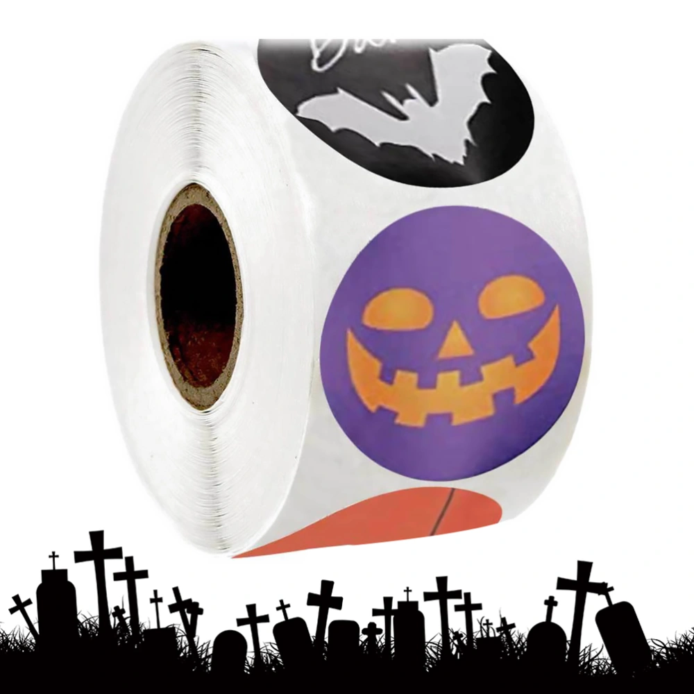 1 Roll of Halloween Seal Stickers Round Adhesive Sticker Paper Bag Gift Decorative Stickers (25mm, 1 Roll has 500pcs)