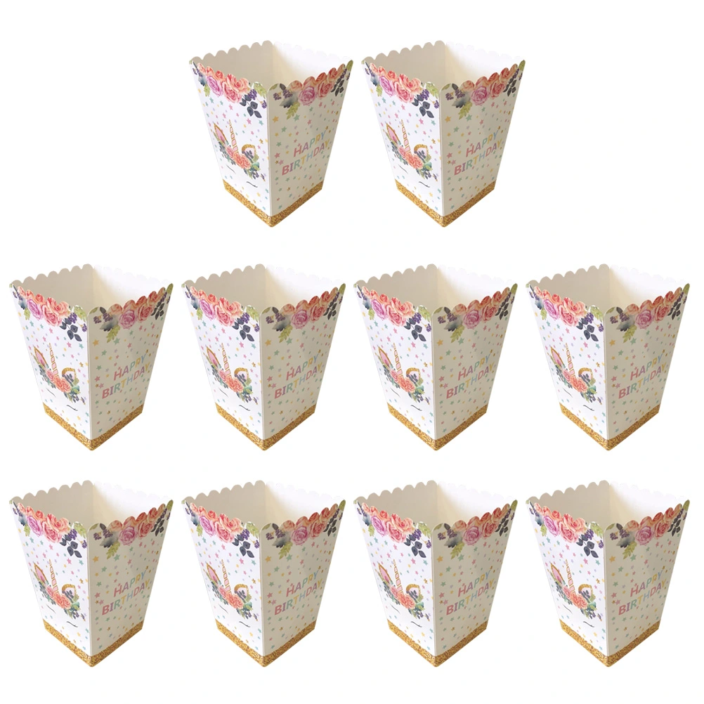 10PCS Unicorn Popcorn Candy Treat Boxes Magical Unicorn Party Supplies Birthday Party Favors Cardboard Popcorn Container