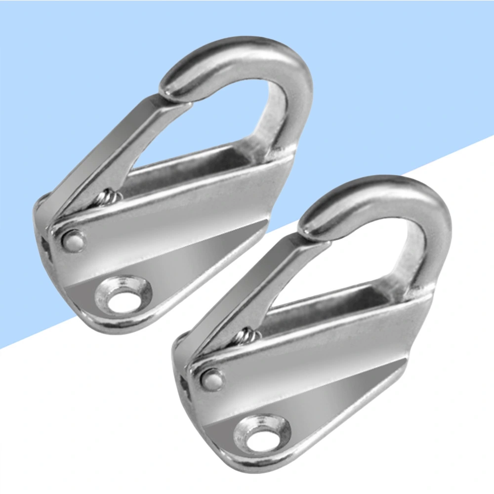 2pcs Marine Grade Stainless Steel Spring Hook Snap Attach Rope Boat Sail Tug Ship Marine (Silver)