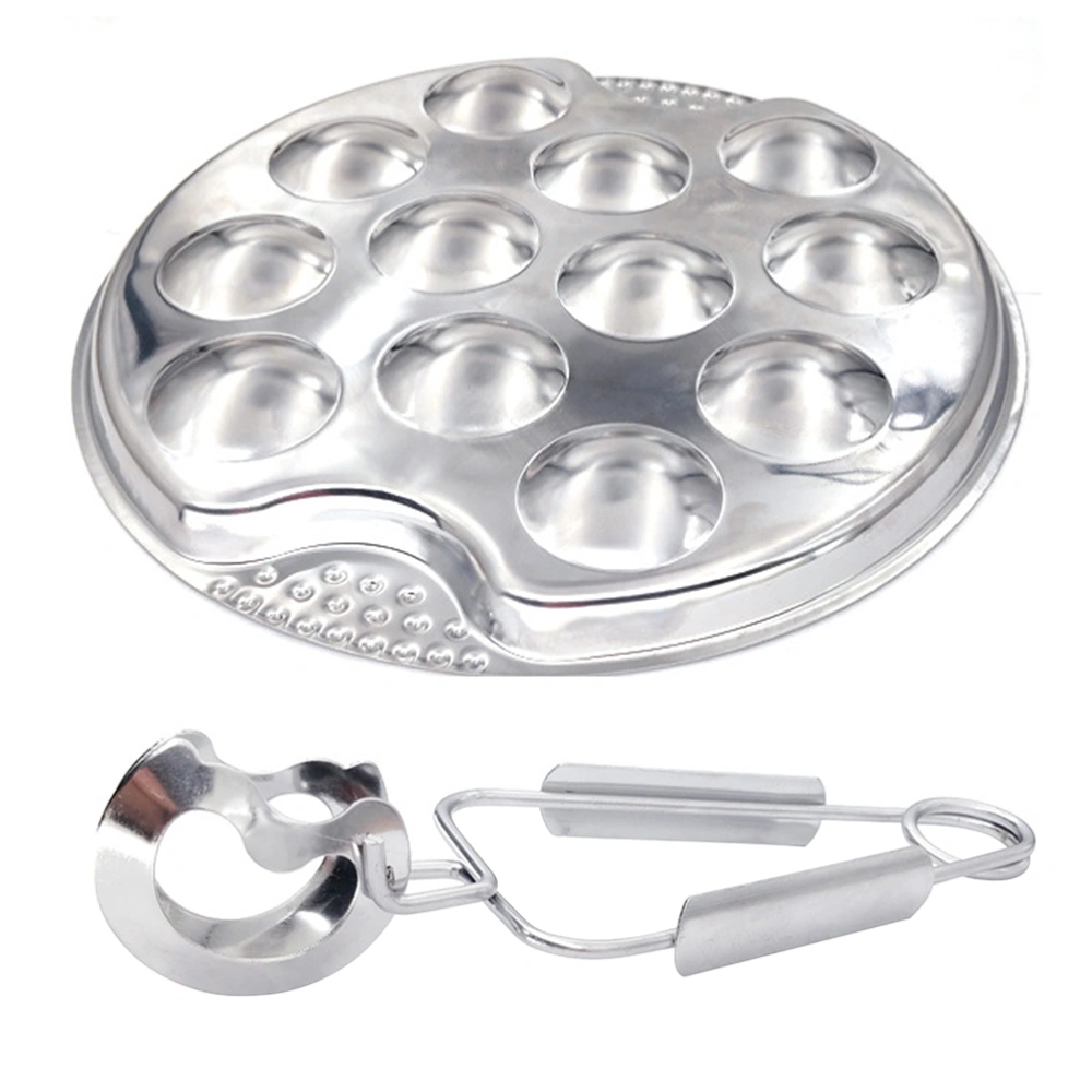 1 Set of Stainless Steel Snail Mushroom Escargot Plate with 12 Compartments